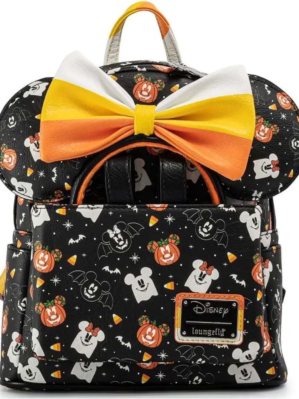 Loungefly Candy Corn Black Orange Yellow Halloween Minnie Mouse Mini Backpack